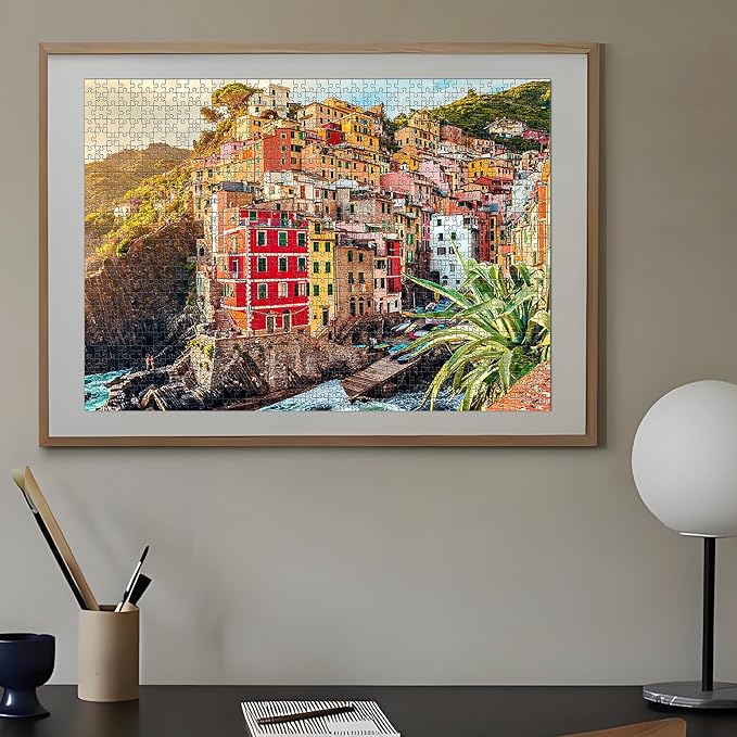 1000 Piece Jigsaw Puzzles for Adults Teens Kids - Fine Art Challenging, Cinque Terre 1000Pcs Puzzle, Family Game Gift, Size 27"x20"