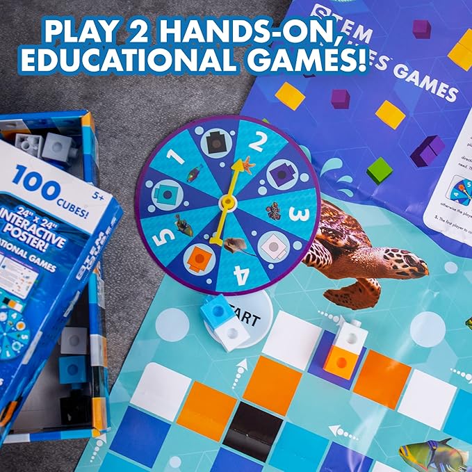 The Young Scientists Club Ocean Animals STEM Cubes,Build,Learn & Create with 100+ Math Cubes Manipulatives,2-in-1 Educational Games,Math Cubes for Kids Ages 4-8,Multi,One Size