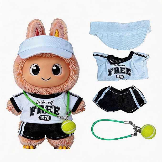 Sports-Themed Tennis Outfit 4 piece Set,is Suitable for a 17cm Dolls, Dolls Clothing Accessories ( No Doll )
