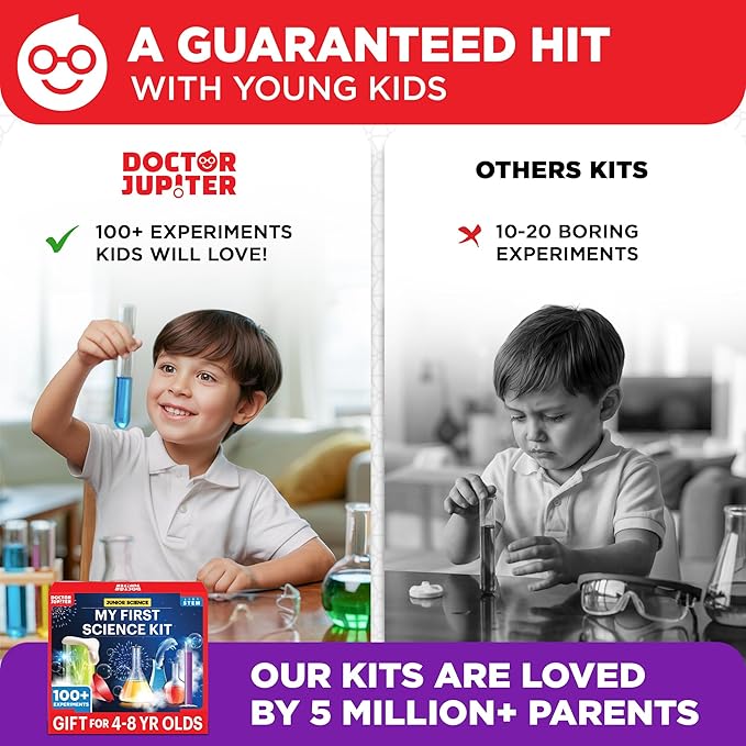 Doctor Jupiter My First Science Kit for Kids Ages 4-5-6-7-8 | Easter, Birthday Gift Ideas for 4+ Year Old Boys & Girls | Toy Stem Kit with 100+ Experiments | Learning & Educational Projects