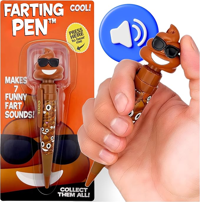 Farting Poop Pen with 7 Funny Fart Sounds - Easter Basket Stuffers for Teens & Kids, Silly Novelty Gag Gift for Boys & Girls, Easter Toys Essentials, Great for Birthdays, Funny Gift (Sunglasses)