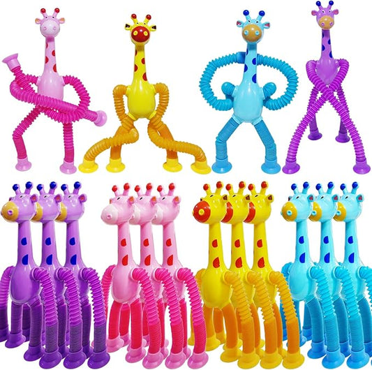 16Pcs Telescopic Suction Cup Giraffe Toys, Suction Pop Tubes Giraffe Sensory Toys, Pop Fidget Toys Bulk for Toddler Travel, Easter Basket Stuffers Party Favor Birthday for Boys Girls
