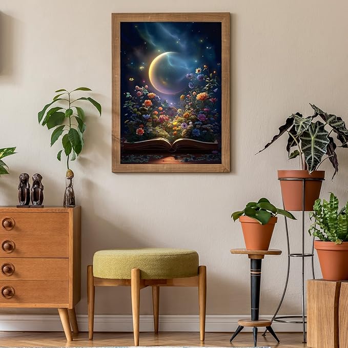 Puzzles for Adults 500 Pieces, Flowers Jigsaw Puzzles - Starry Night Flower Book, Impossible Book Puzzle for Seniors Families, 20.47x14.96 Inches, 1:1 Poster, Letter On The Back