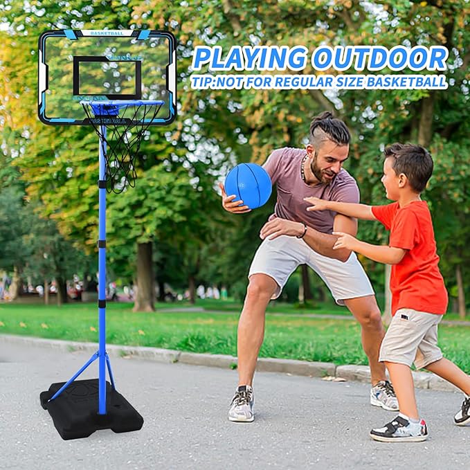 Nattork Kids Basketball Hoop, Adjustable Height Toddler Basketball Hoop Stand, Indoor Outdoor Basketball Goal Toy for Boys Girls Ages 3~8 Years Old, Includes 3 Balls, Ideal for Birthday Gift