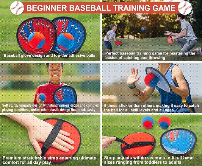 Toss and Catch Ball Game, Kids Toddler Baseball Glove & Catch Ball Toys, Kids Outdoor Games for Family, Toys for Beach Yard Outside, Birthday Easter Gift for Ages 3 4 5 6 7 8-12 Year Old Boys Girls