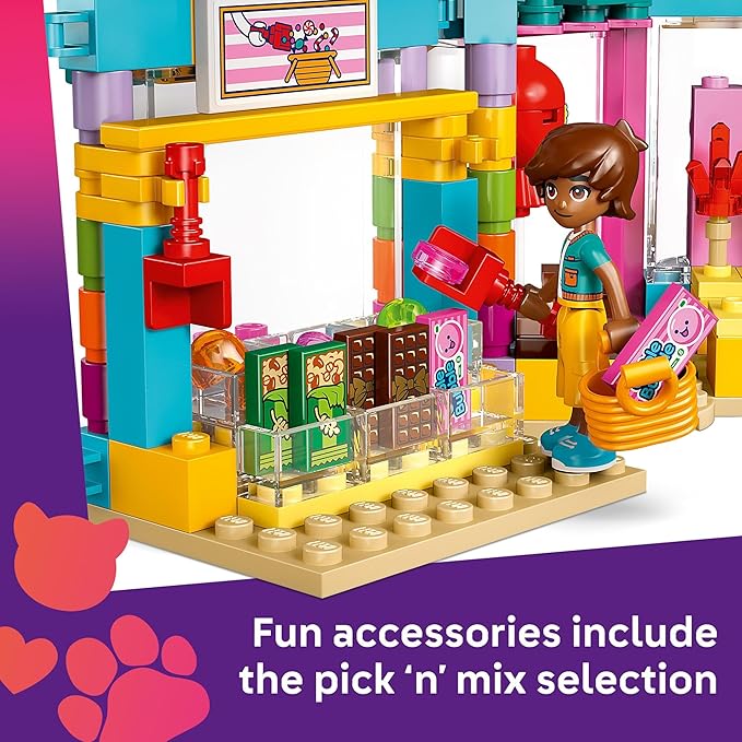 LEGO Friends Heartlake City Candy Store Building Toy - Pretend Playset for Kids, Girls & Boys, Ages 6+ - Gift for Birthdays - W/ 2 Minidolls, a Micro-Doll, and a Cat Figure - 42649