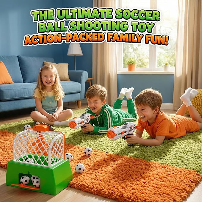 Kids Shooting Game Toy Set,Soccer Game for Kids,Including 24 Foam Soccer Balls and 3 Foam Bowling Pins,LCD Score Record,Indoor Outdoor Birthday Gift for Kids Boys and Girls Ages 3+Years Old