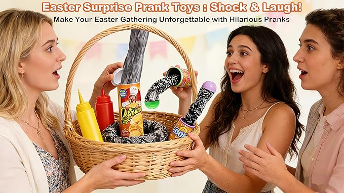5pcs Snake in a Can + Ketchup Mustard Set + Potato Chip Fake Snake Prank Kit for Adults & Kids | Funny Jokes for April Fools & Parties