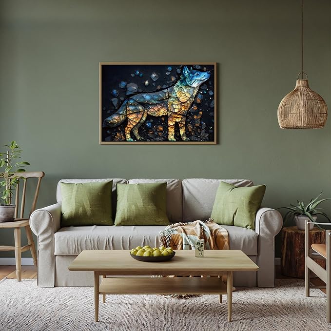 500 Piece Puzzles for Adults, Wolf Jigsaw Puzzles 500 Pieces - Amber Wolf, Impossible Puzzle for Home Decor, Finished Size 20.47 * 14.96”, with 1:1 Poster, Letter on The Back