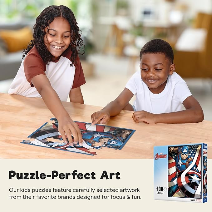 Buffalo Games - Marvel - Captain America: The First Avenger - 100 Piece Jigsaw Puzzle for Families -Challenging Puzzle Perfect for Game Nights - Finished Size is 15.00 x 11.00