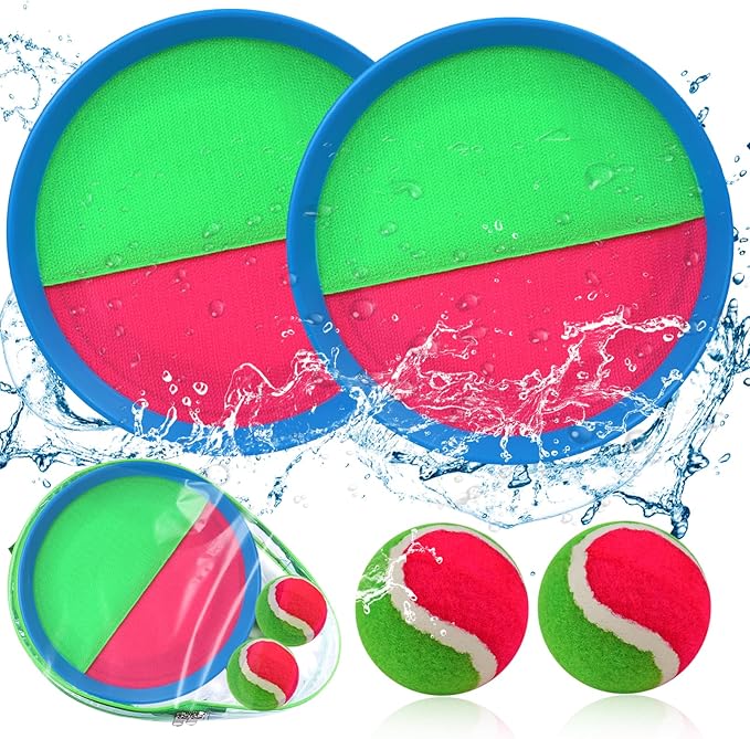 Toss and Catch Ball Set, Paddle Catch Ball and Toss Game for Kids, Great Beach Games/Backyard Games/Outdoor Games for Kids and Family