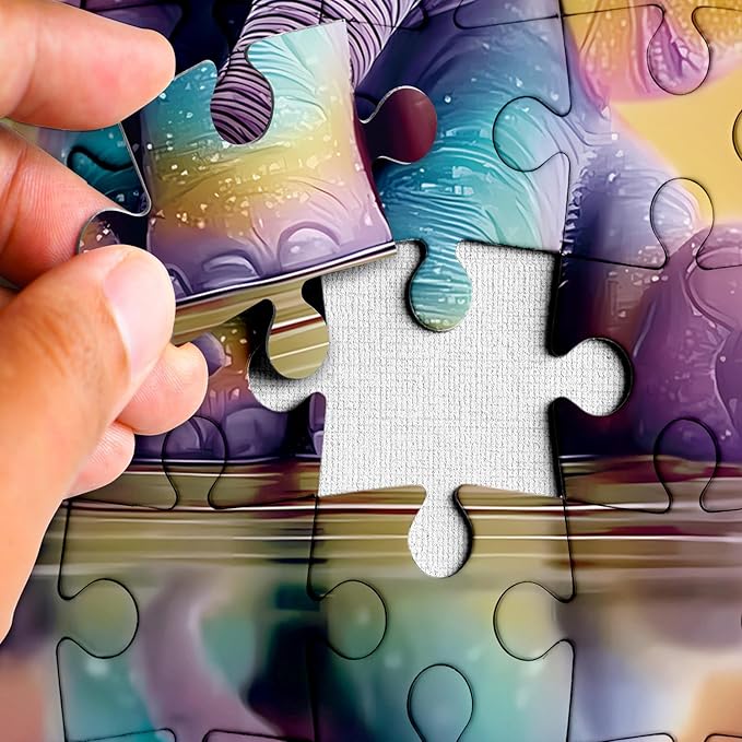 Colorful Elephant Puzzles for Adults 1000 Pieces, Rainbow Pretty Animal Jigsaw Puzzles, Challenging Beautiful Butterfly Puzzle