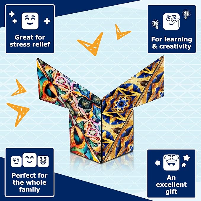 Shashibo Squared Shape Shifting Box - STEM Fidget Toy with Ultra Strong Magnets - Sensory Puzzle Cube Transforms Into 100+ Shapes, Easter Basket Stuffers Gift for Kids, Teens, and Adults (Atlantis)