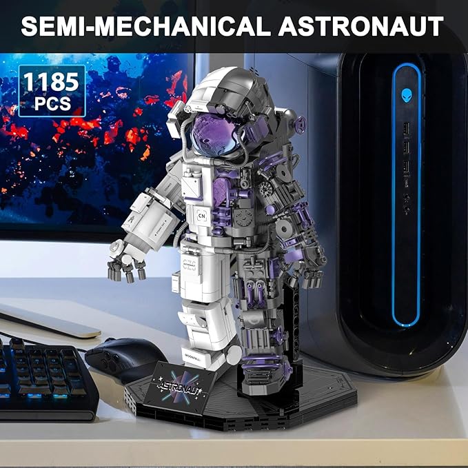 Finger Rock Space Astronaut Building Set for Adults, Semi-Mechanical Astronaut Action Model with Display Stand for Office Home Decorations, Spaceman Toys Gifts for Teens 14+