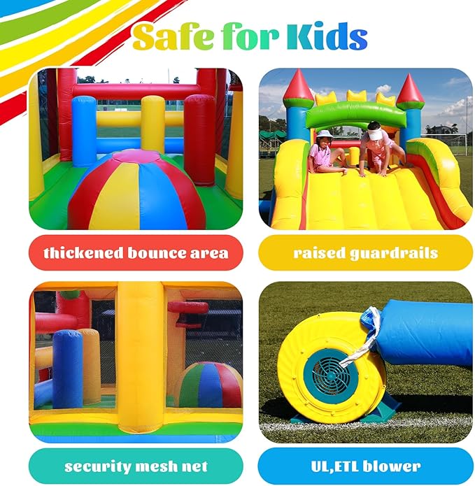 23FT Commercial Grade Bounce House for Adult, (Heavy Duty PVC)(1100W UL Blower) Inflatable Obstacle Course, with Water Slide, Splash Water Pool Ball Pit, Large Backyard Lawn Party Game