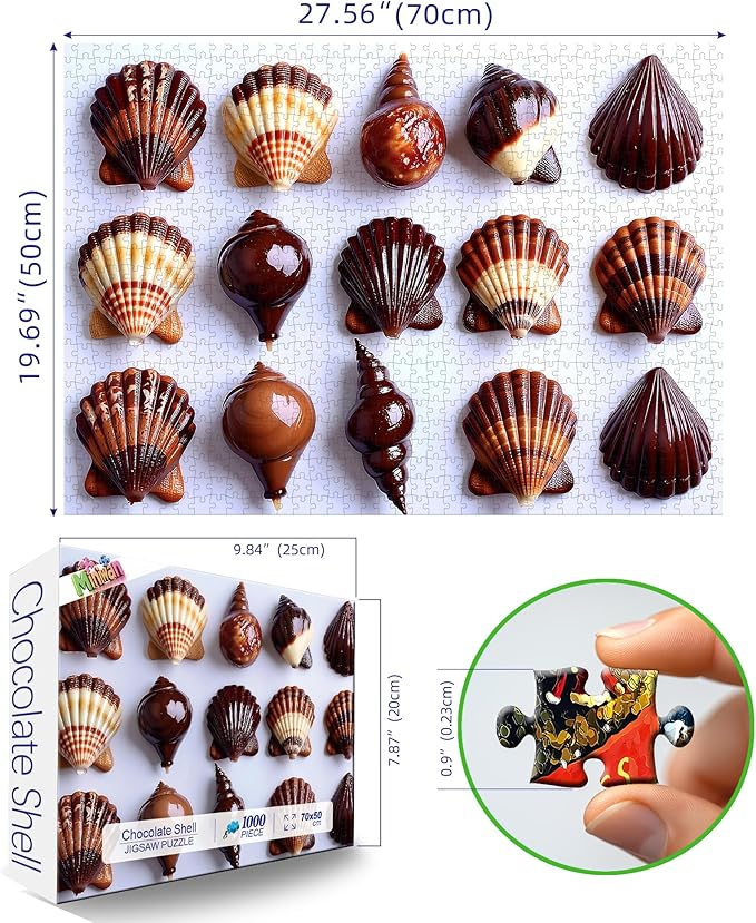 Seashell 1000 Piece Puzzle for Adults, Fun Puzzles for Adults 1000 Pieces with HD Print Poster, 27.5" X 19.7" Dust Free, for Gifts Birthday Holiday Party Family Games Lovers