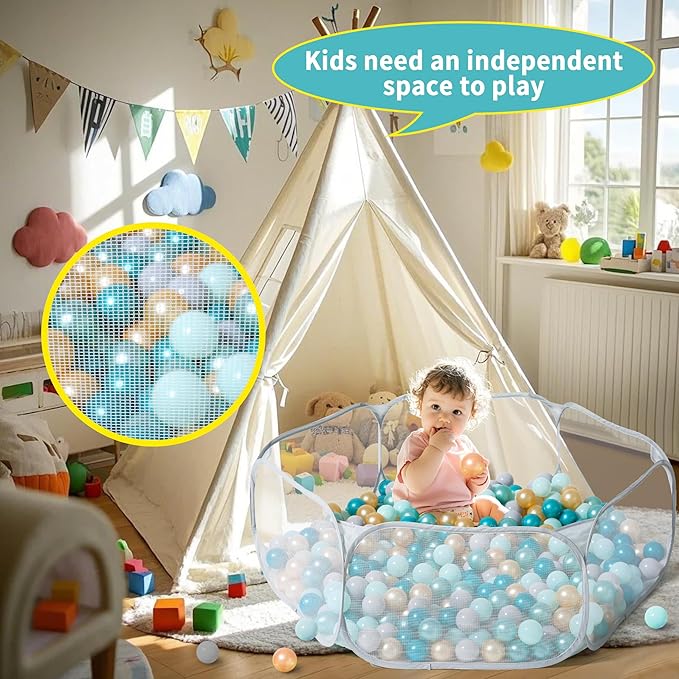 STARBOLO Gray Kids Ball Pit, Children Toy Ball Play Pool Foldable Play Tent for Kids Girls Boys Indoor and Outdoor, Balls Not Included.