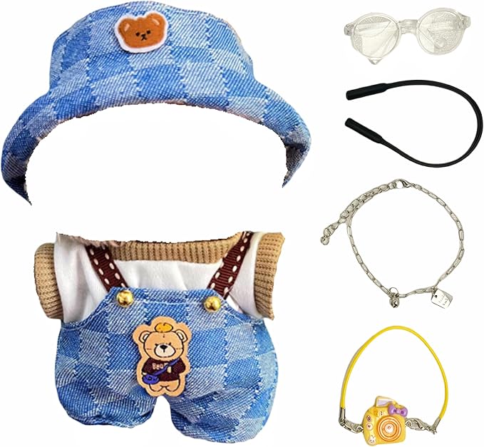 Used for Labubu Doll Outfit Clothes Designer Set,Compatible with Labubu Clothe Accessories for Doll (Blue denim-0425)