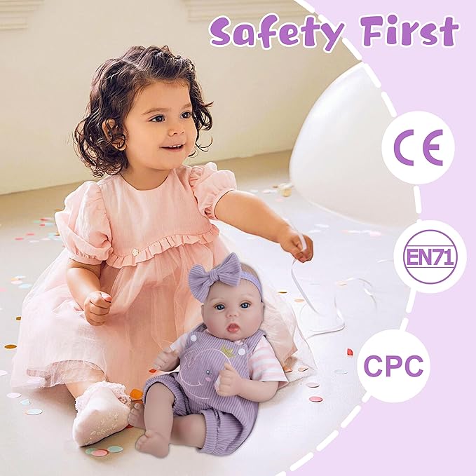 EKOKIZ Lifelike Reborn Baby Dolls - 18 Inch Realistic Baby Doll Cloth Body Newborn Girl with Elephant Outfit & Accessories, Gift Box Included for Kids Role Play, Cuddling & Collectors