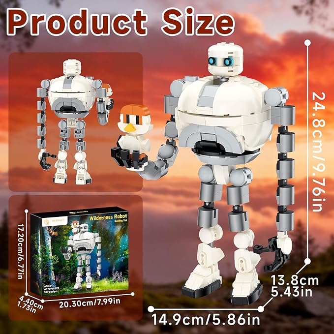 Wildar Robot Building Set with Brightbill for Boys 8-14, Classic Movie Cartoon Robot Action Figure Model Toy, Home Office Decor, Great Birthday Gifts for Fans Adults Kids, 367 PCS