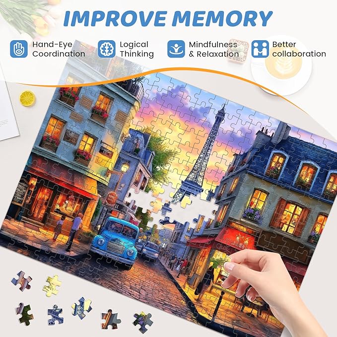 Puzzles 300 Pieces for Adults | Eiffel Tower Jigsaw Puzzles | Recycled Cardboar Jigsaw Puzzles 300 Pieces | Challenging Family Activity Great Gift Idea for Family Friends | 20.5 X 15 inches