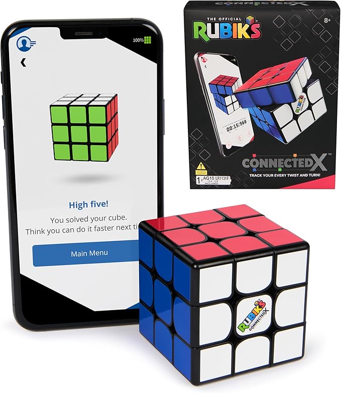 Rubik's Cube, The Official Rubik’s ConnectedX, Bluetooth-Enabled 3x3 Speed Cube with Guided Learning App for Beginners, Brain Teaser Fidget Toy & Puzzle, Easter Basket Stuffer, for Ages 8 & Up