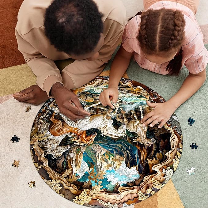 Masseruon 1000 Piece Puzzle for Adults, 26.6 * 26.6in Horse Puzzle for Adults, 1000 Pieces Flat Puzzles with 3D Visual Effect When Completed, Adult Puzzles Games