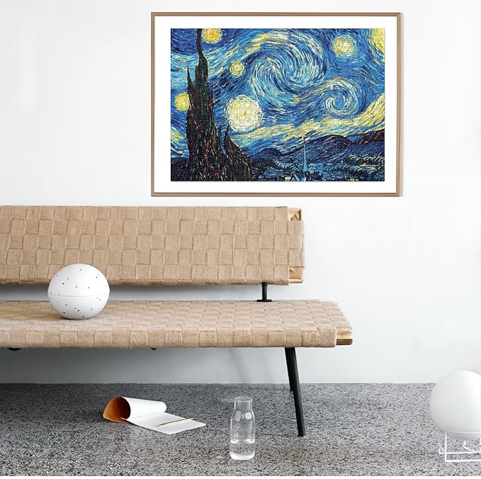 1000 Piece Jigsaw Puzzles for Age 14+, Fine Art Challenging, Starry Night 1000Pcs Puzzle, Family Game Gift, Size 27"x20"