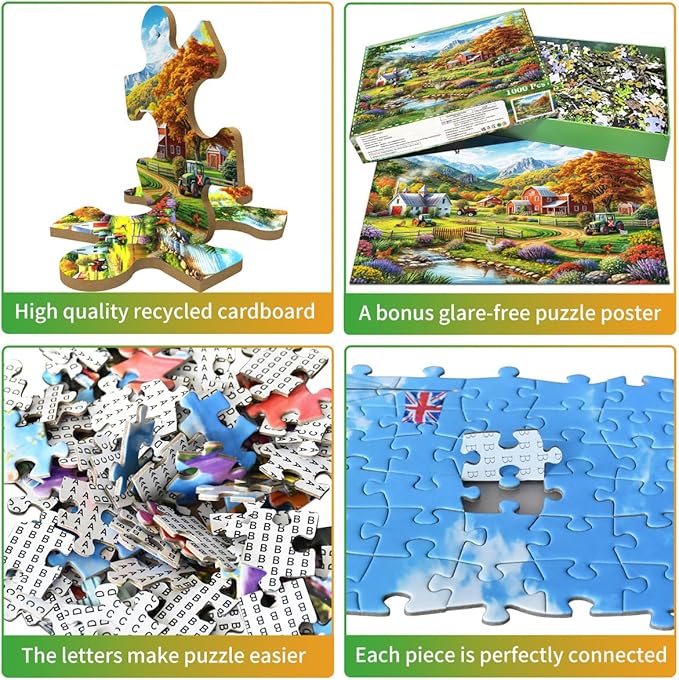 HUADADA 1000 Piece Puzzles for Adults - Country Life - Jigsaw Puzzles for Adults 1000 Piece Educational Games Colorful Puzzles for Home Decoration