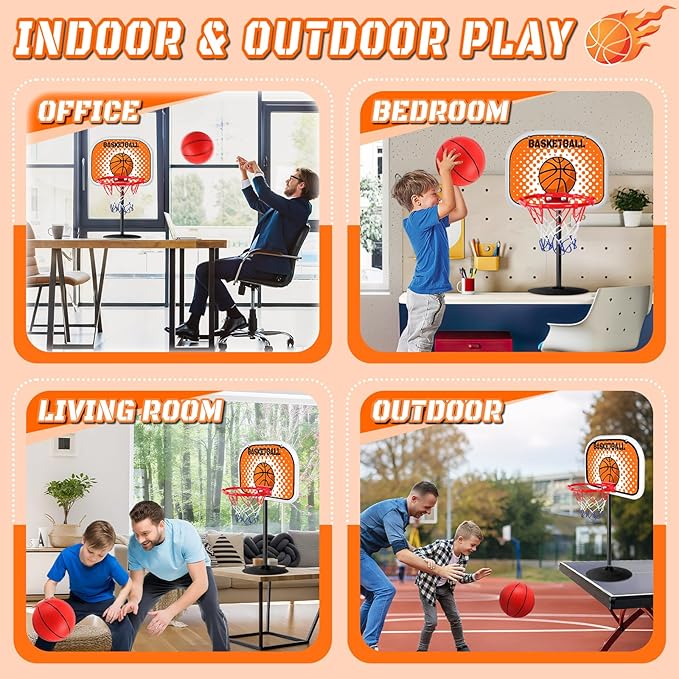 Indoor Basketball Hoop,Mini Tabletop Basketball Hoop Set with Two Balls, Mini Hoops for Desk Table Bed Office Bedroom Basketball Toys for Kids and Adults
