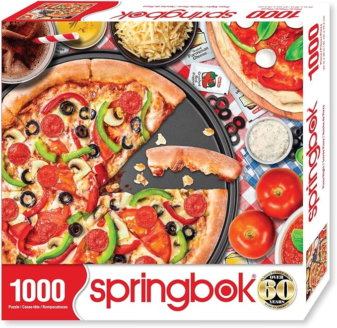 Springbok Pizza Night 1000 Piece Jigsaw Puzzle for Adults - Unique Cut Pieces - Made in USA