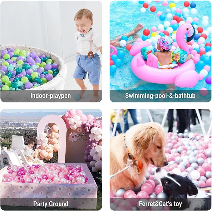 Star Ball Pit Balls for Toddlers -200pcs Ocean Balls Phthalate Free BPA Free Non-Toxic Crush Proof Play Balls Play Tent Pool Playhouse Party Indoor Outdoor(Mint Lavender)
