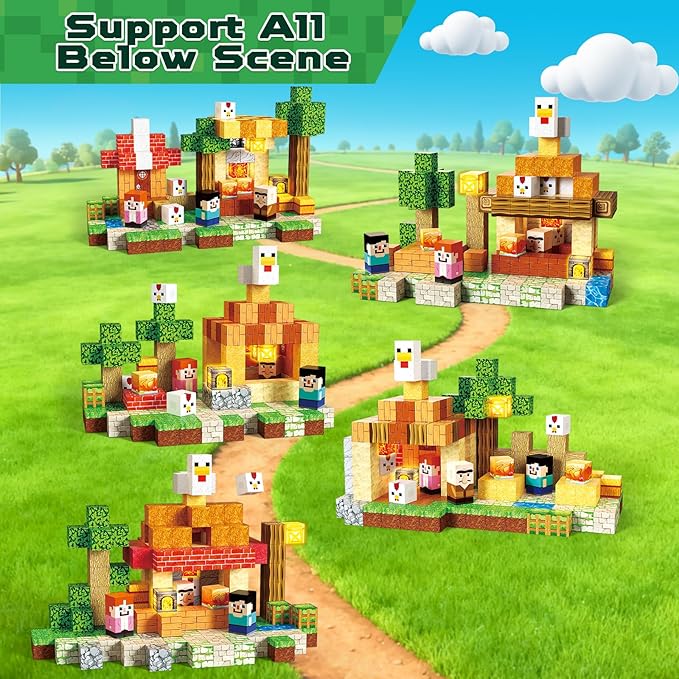 200PCS Magnetic Blocks with Light-Up Blocks, Magnet Building Blocks, Stacking Magent Cubes, STEM Montessori Educational Sensory Toys for Boys & Girls Ages 3-12 Easter Birthday Gift