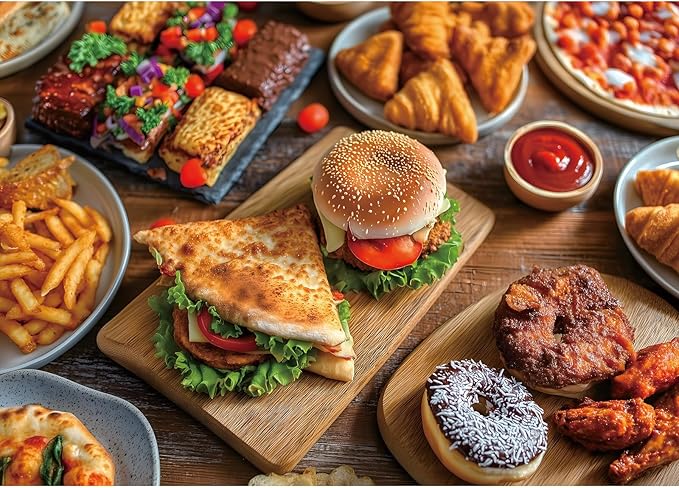 Delicious Food Feast 1000 Piece Puzzle for Adults, Fun Puzzles for Adults 1000 Pieces with HD Print & Poster, 27.5 * 19.7 in Dust Free, for Gifts Halloween Christmas Family Games Lovers