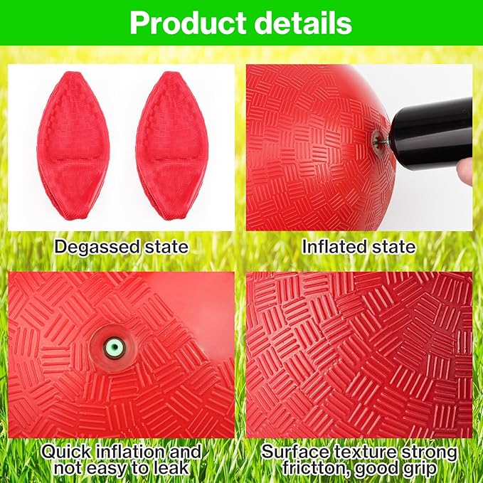 24 Pcs Dodgeballs 5 Inch Playground Ball Red Kickball Inflatable Rubber Handball Bouncy Dodge Ball with 1 Hand Pump for Outdoors Ball Games Gym Camps Picnic (Red)