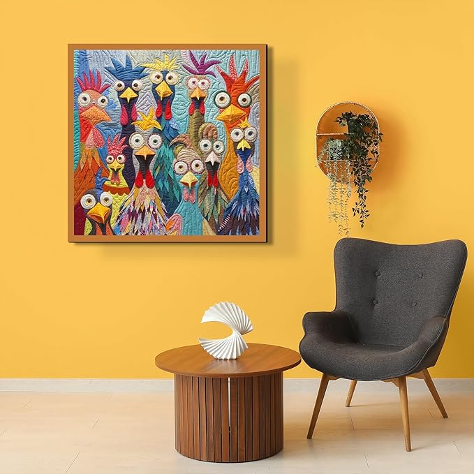 Colorful Chickens Puzzles for Adults 1000 Pieces, Happy Chicken Family Jigsaw Puzzles, Challenging Cute Animal Puzzle as Home Wall Art