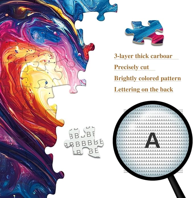 Fluid Art Heart Jigsaw Puzzle 1024 Pieces for Adults - Stress Relief Couple Activity Puzzles with HD Poster, Valentines Puzzles with Letter Markings, Valentine's Day Gift（23.86 x 23.86 in）