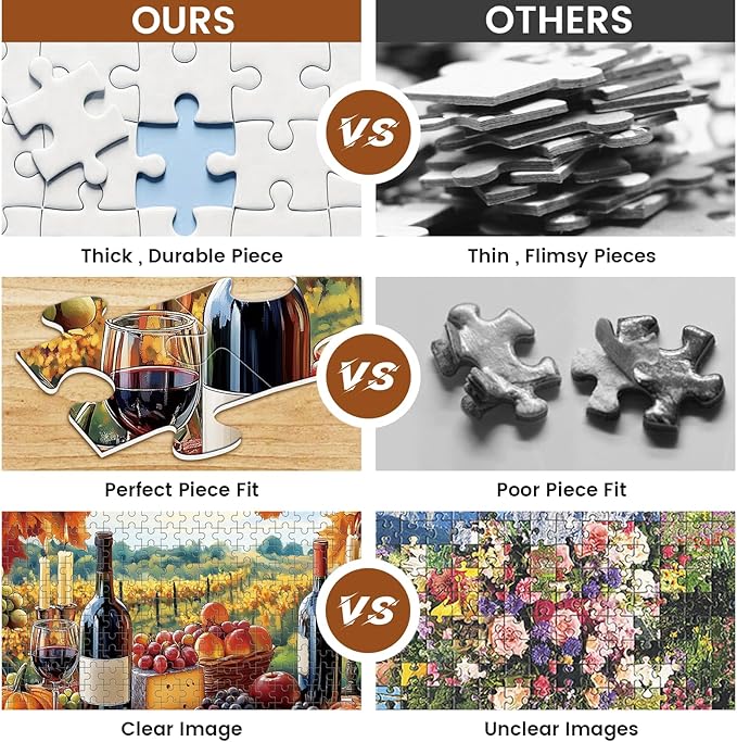 2 Pack Puzzles for Adults 500 Piece Winery & Seafood Dinner Jigsaw Puzzles for Adults, 500 Pieces Birthday Party for Family, Funny Puzzle, 20.5x15 in