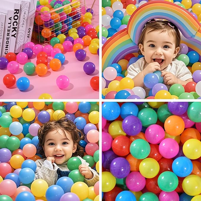 PlayMaty Colorful Pit Balls 2.1-inch Plastic Ocean Ball Crush Proof Stress Balls for Kids Pool Ball Playhouse Pit Accessories