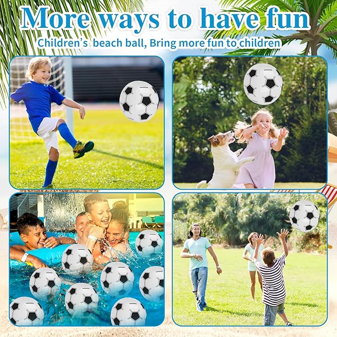FOIMAS 8pcs Soccer Beach Balls,15 Inch Inflatable Soccer Balls for Summer Pool Beach Party Favor Outdoor Activities