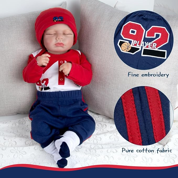 4 Pcs Reborn Baby Doll Clothes Boy Outfits Accessories for 17-22 Inch Reborn Doll Clothes Newborn Baby Clothing Set