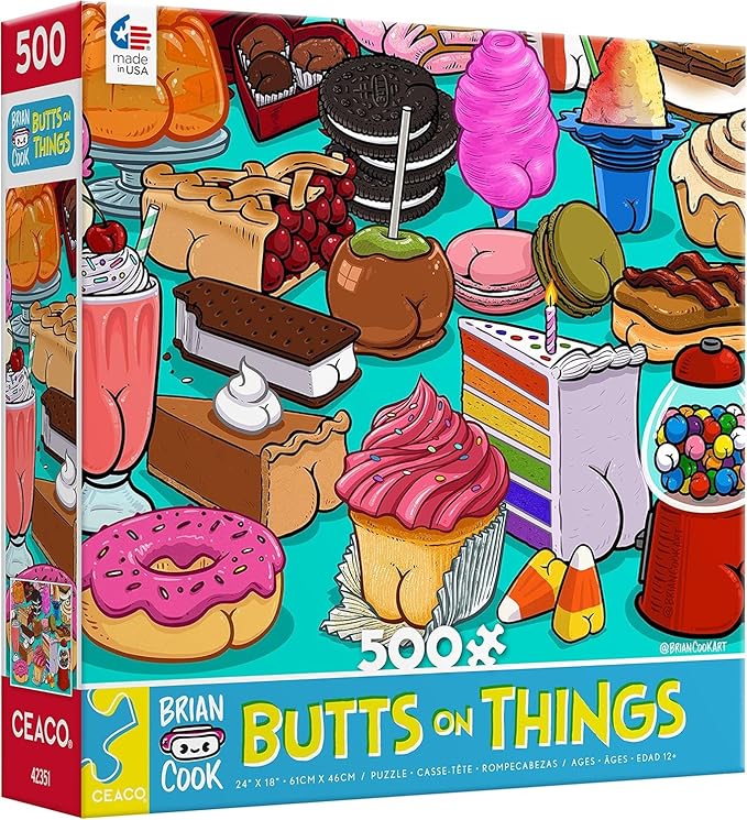 Ceaco - Brian Cook - Butts on Things - Sweet Cheeks - 500 Piece Jigsaw Puzzle