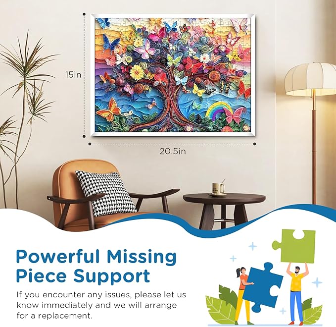 Jigsaw Puzzles 300 Pieces for Adults,Butterfly Puzzle 300 Piece Puzzle for Adults,Recycled Cardboard Puzzles for Adults Kids,Tree Jigsaw Puzzle Games Family Activity Great Gift