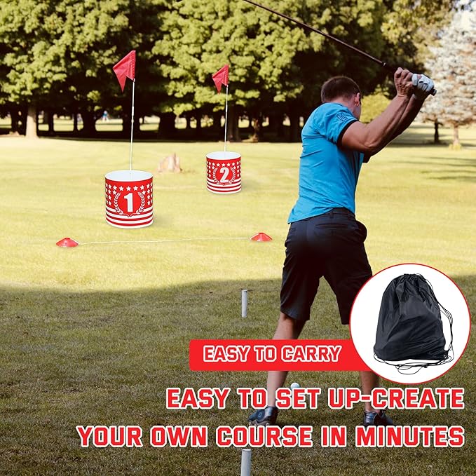 Backyard Golf 9 Holes Set with 2 Clubs,Portable Outdoor Game for Pratice,Golf Chipping Game for Lawn,Yard,Camping,Park,Beach
