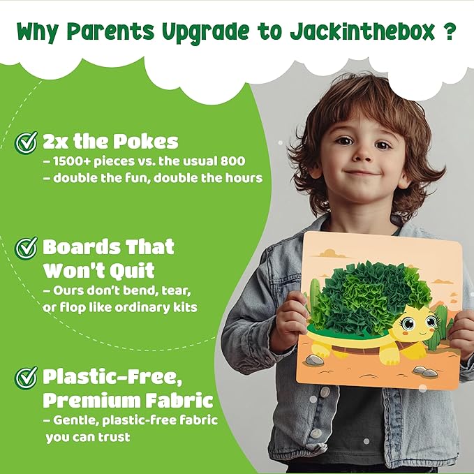 jackinthebox Poke Poke Art – Animals Theme, Mess-Free Fabric Art and Craft, Flower Pressing Kits, Gift for Kids, Gift for Girls and Boys Ages 4 5 6 7 8