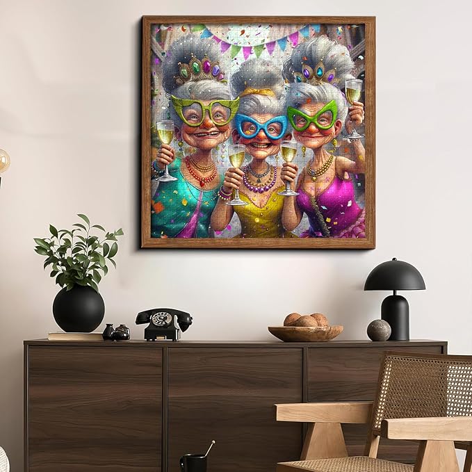 PICKFORU Party Grandma Puzzles for Adults 1000 Pieces, Funny Cute Grandma Jigsaw Puzzles, Happy Puzzle Theme as Home Decor