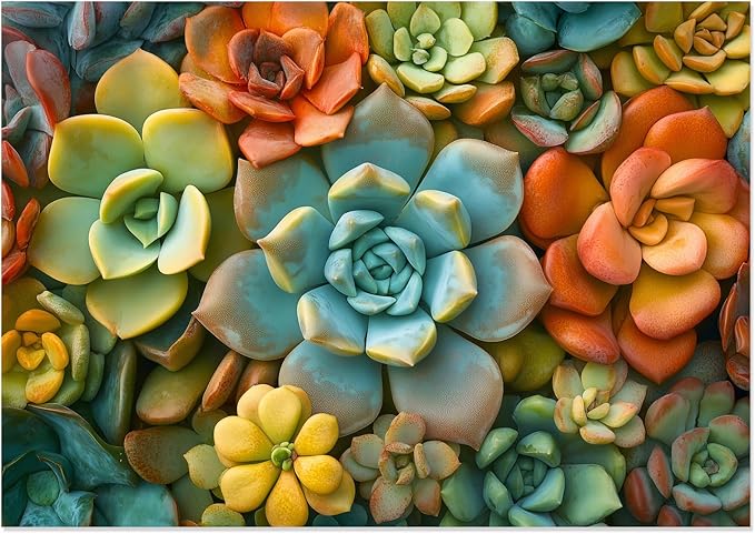 Motiloo Succulent Puzzle 500 Piece Jigsaw Puzzle for Adults -Colorful Succulent Plants Puzzle Perfect for Game Nights Family Holiday Jigsaw