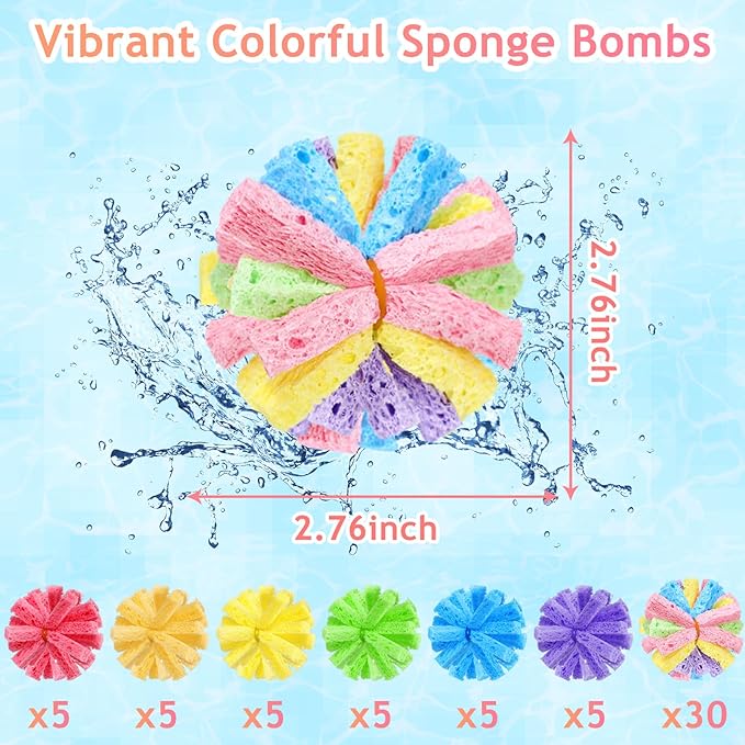 60 Pcs Reusable Water Balls for Outdoor Water Sponges Kids Games Toys Soft Quick Soak Pool Fight Toys for Summer Activities Backyard Trampoline Beach Party (Fresh Color)