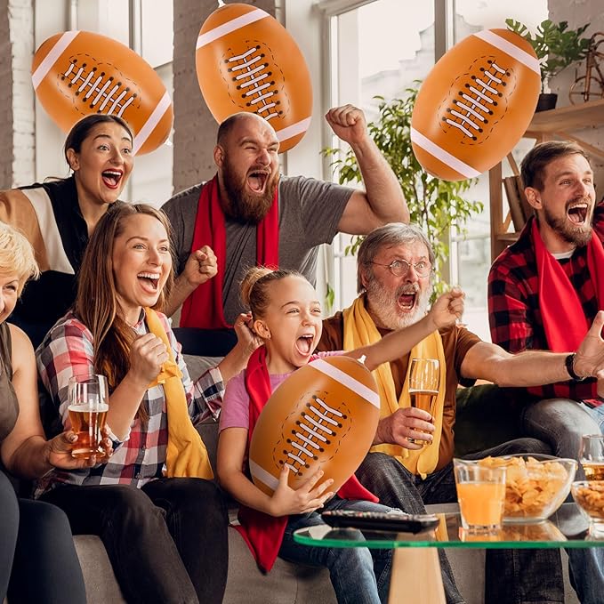 6 Pcs Giant Inflatable Footballs,16 Inch Blow Up Footballs Toys,Summer Pool Beach Balls,Sports Game Accessaries for Super Bowl Football Party Supplies,Indoor and Outdoor Use