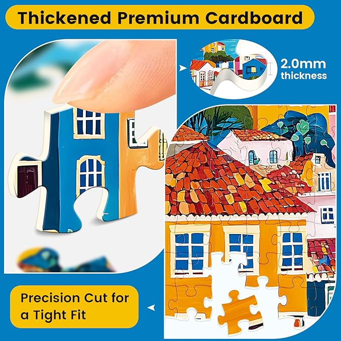 500 Pieces Puzzle for Adult,Fun Colorful Town Building Jigsaw Puzzle for Adults Seniors,Unique Landscape Lover Puzzle,Challenging Family Activity Games Gifts for Family, Friends, Men, Women,20.5*15 In